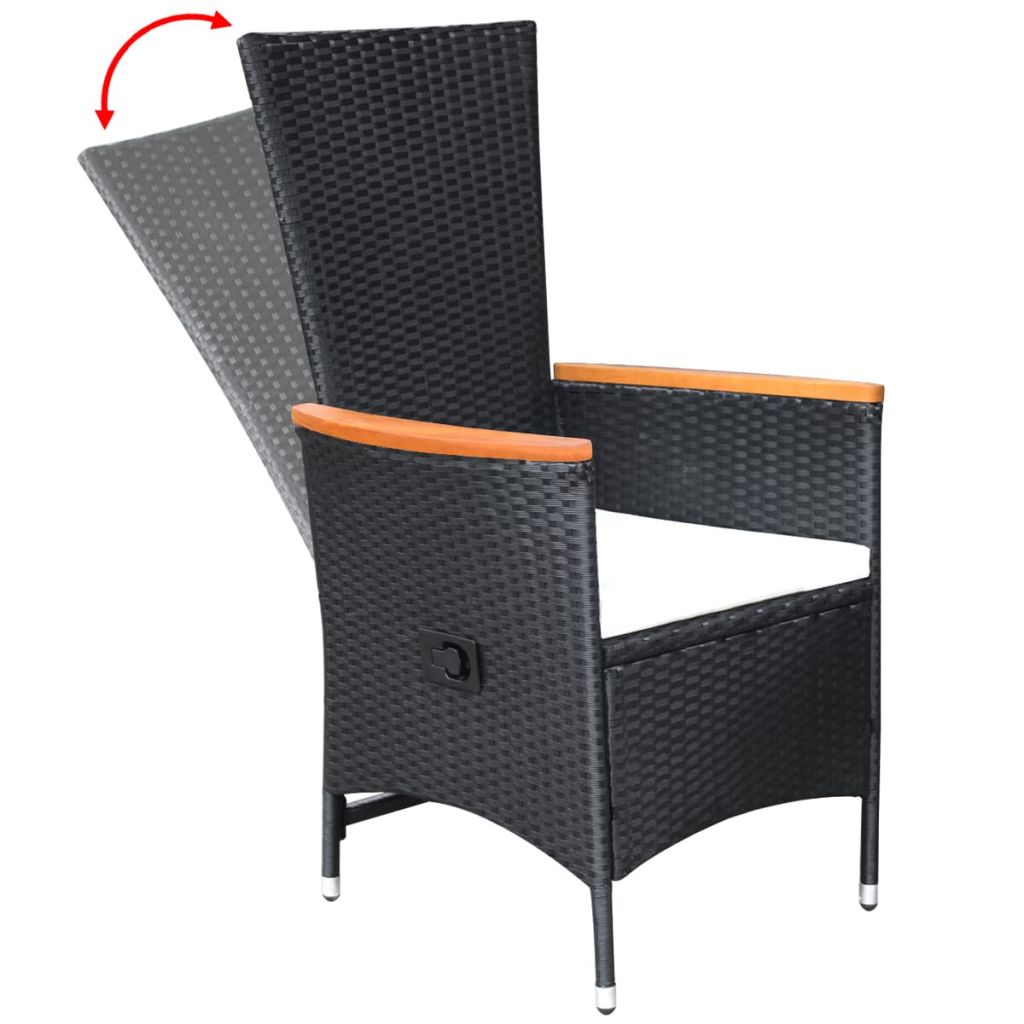 9 Piece Outdoor Dining Set Poly Rattan Acacia Wood Black