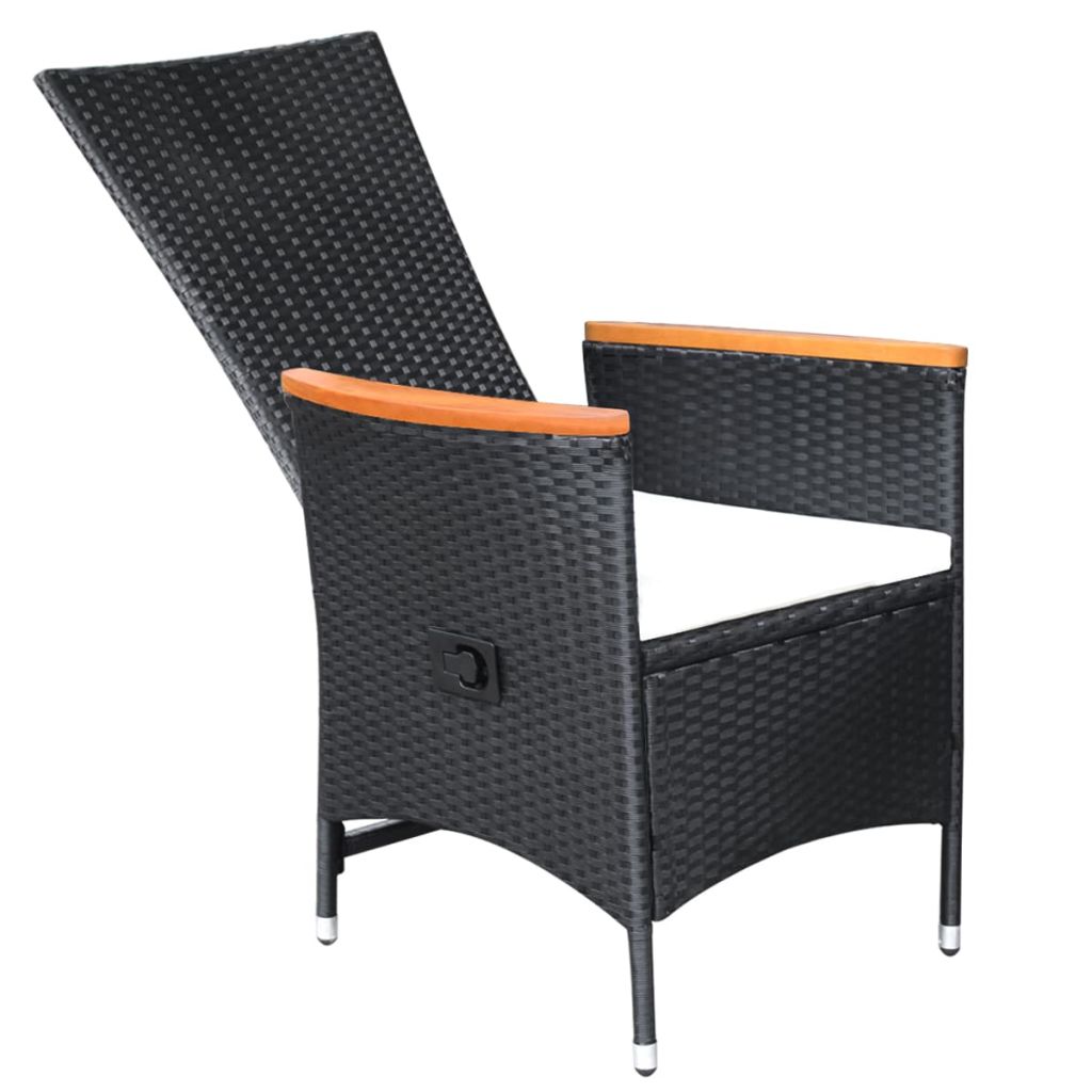 9 Piece Outdoor Dining Set Poly Rattan Acacia Wood Black