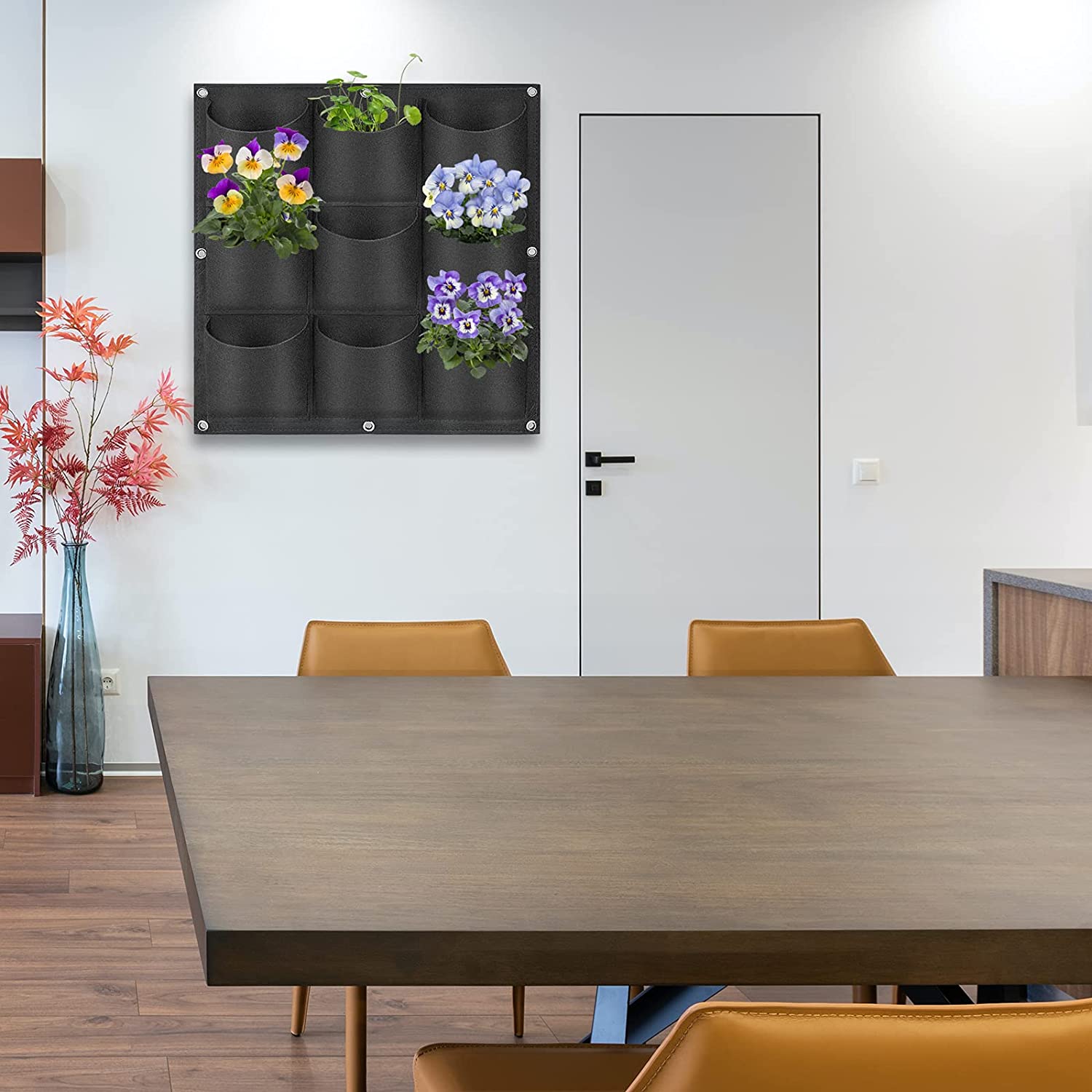 9 Pockets Wall Hanging Planter Grow Bag Vertical Garden Flower Black