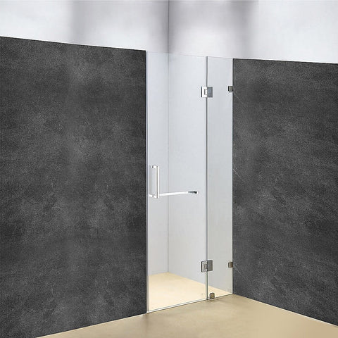 90 x 200cm Wall to Wall Frameless Shower Screen-Black/Chrome