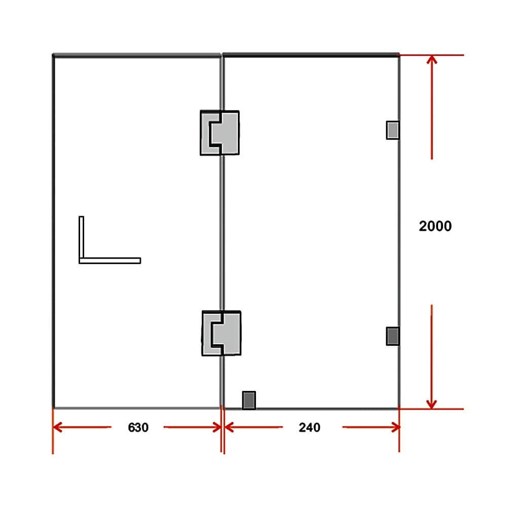 90 x 200cm Wall to Wall Frameless Shower Screen-Black/Chrome