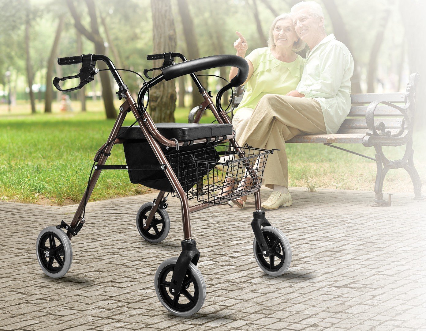 Rollator Walker Walking Frame With Wheels Black