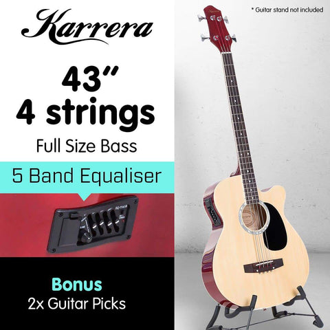 Acoustic Bass Guitar Karrera 43in with electric pickup - Natural