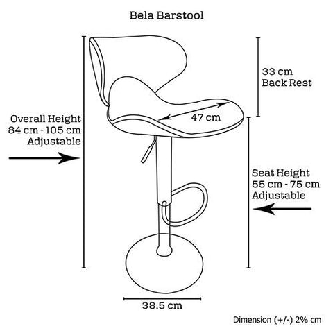 Adjustable 2 X Bela Barstool- Black