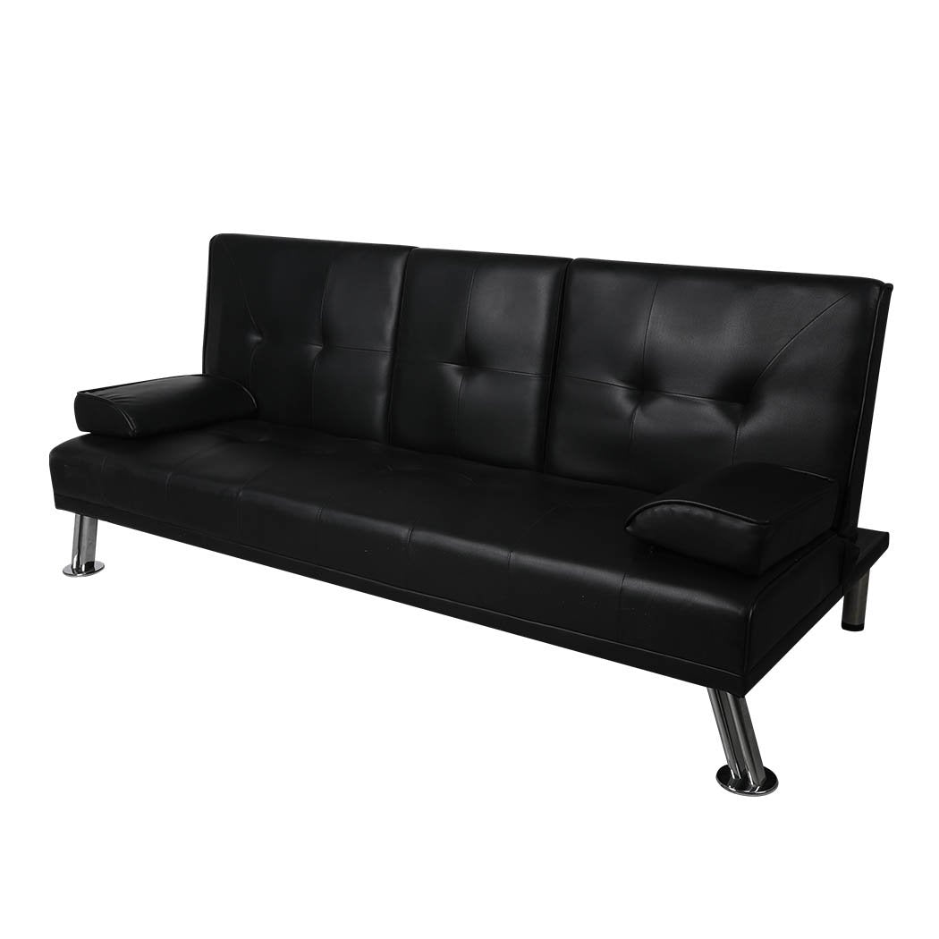 office & study Adjustable 3 Seater Sofa Bed Lounge - Black