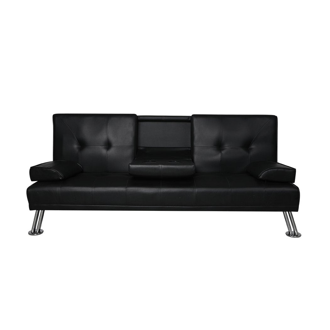 office & study Adjustable 3 Seater Sofa Bed Lounge - Black