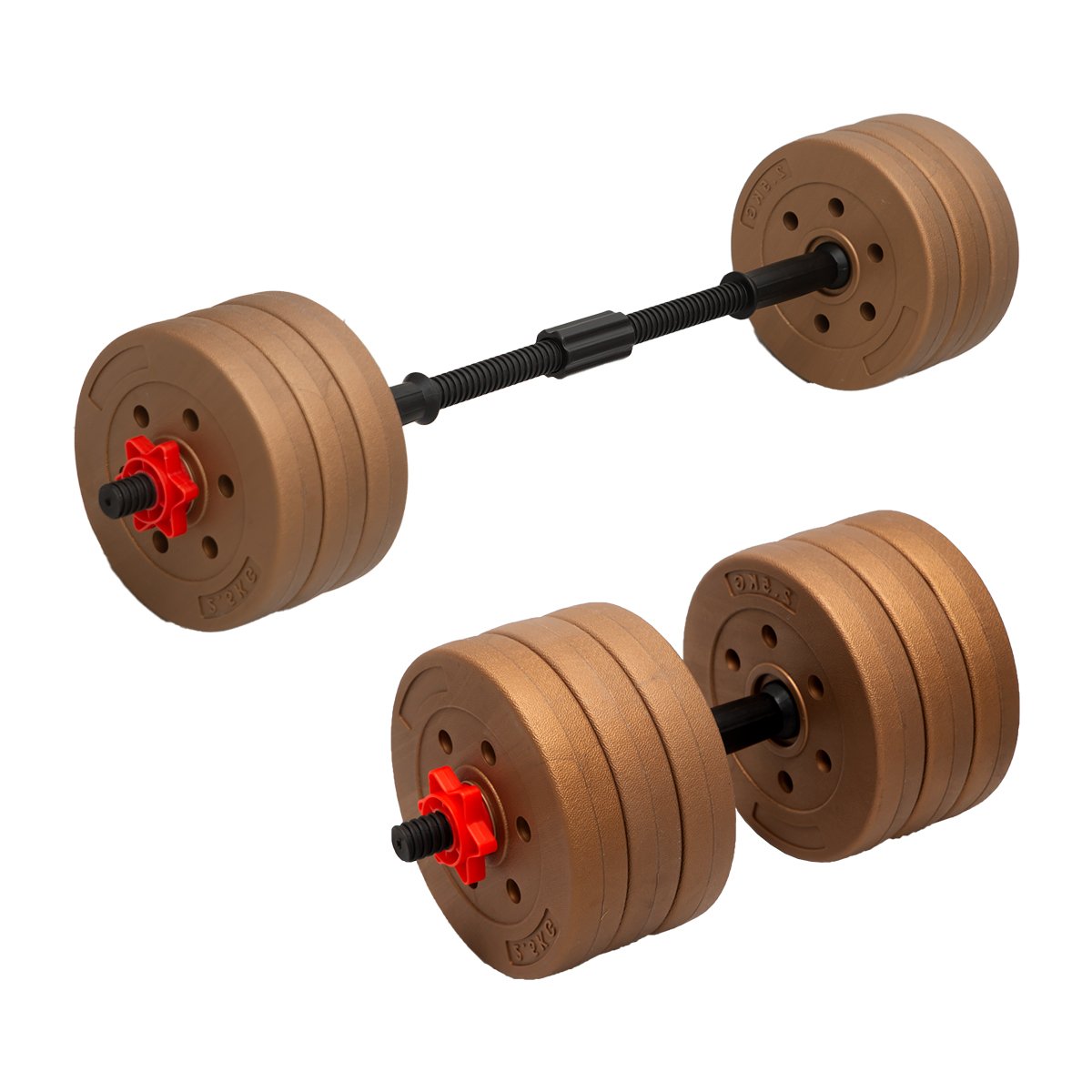 weights strength Adjustable 32kg Home Gym Dumbbell Barbell Weights Gold