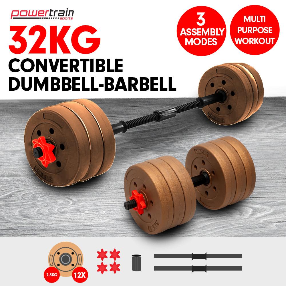 weights strength Adjustable 32kg Home Gym Dumbbell Barbell Weights Gold
