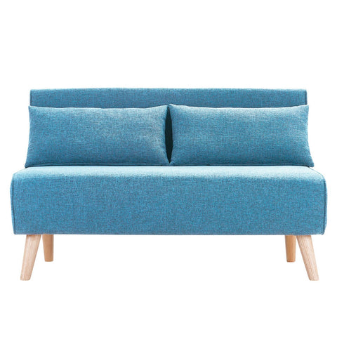 indoor furniture Adjustable Corner Sofa 2-Seater Lounge Linen Bed Seat - Blue
