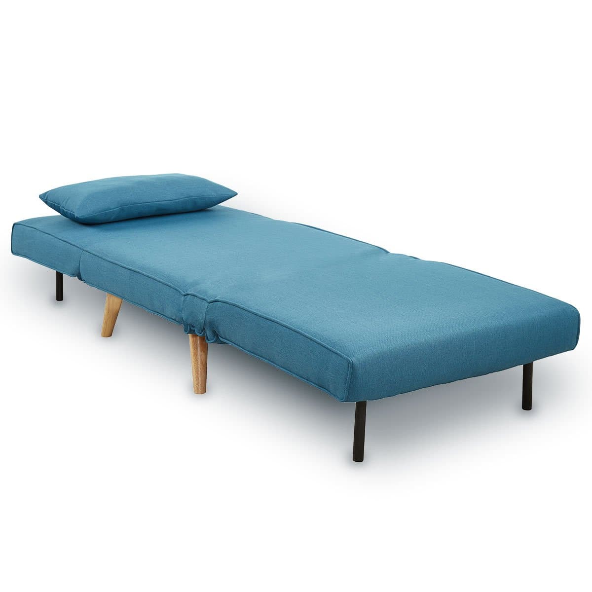 Adjustable Corner Sofa Single Seater Lounge Linen Bed Seat - Blue