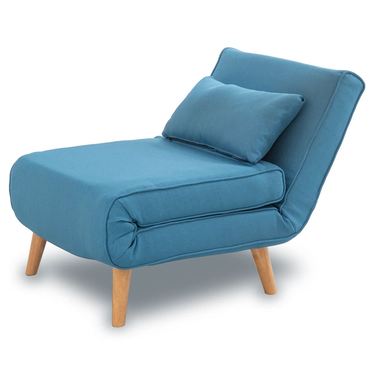 Adjustable Corner Sofa Single Seater Lounge Linen Bed Seat - Blue