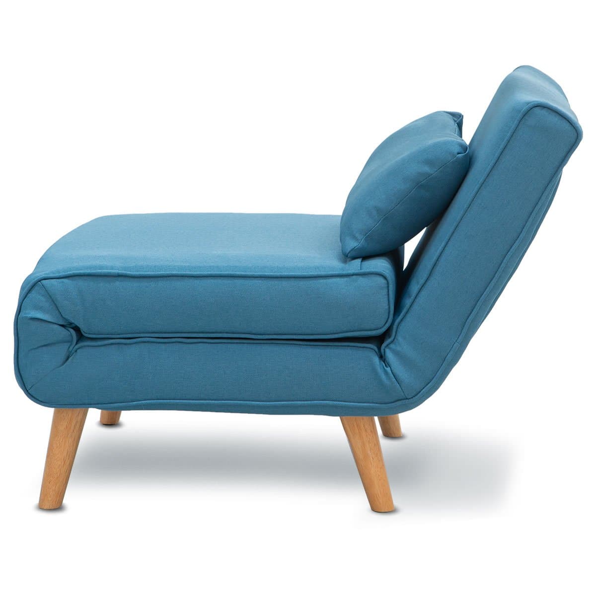 Adjustable Corner Sofa Single Seater Lounge Linen Bed Seat - Blue