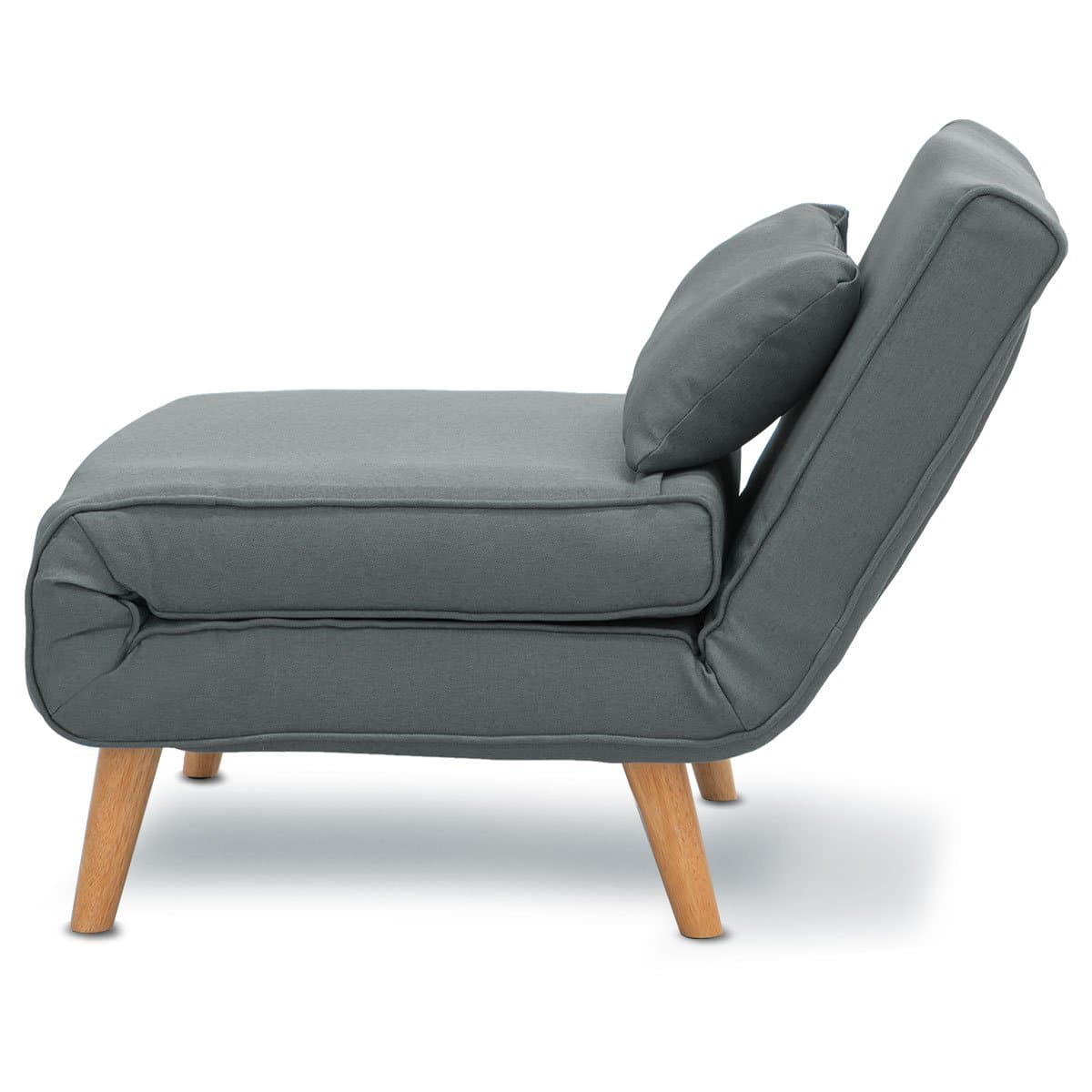 Adjustable Corner Sofa Single Seater Lounge Linen Bed Seat - Dark Grey