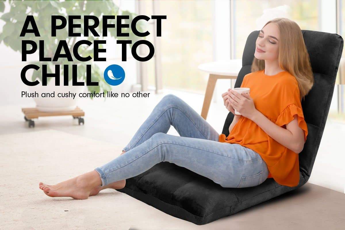 Adjustable Cushioned Floor Gaming Lounge Chair 99 x 41 x 12cm - Black | Black colour