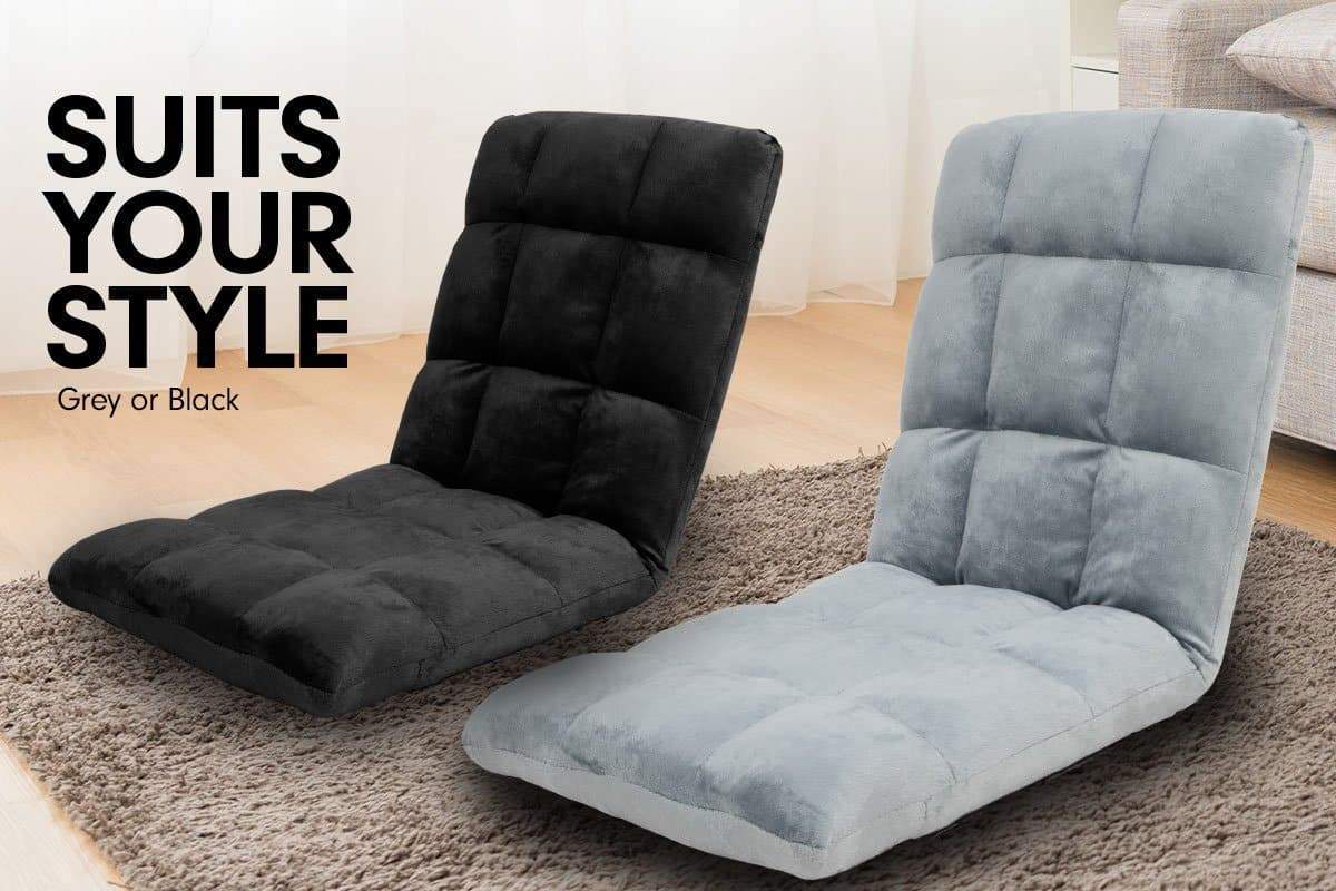 indoor furniture - Adjustable Cushioned Floor Gaming Lounge Chair 99 x 41 x 12cm - Grey