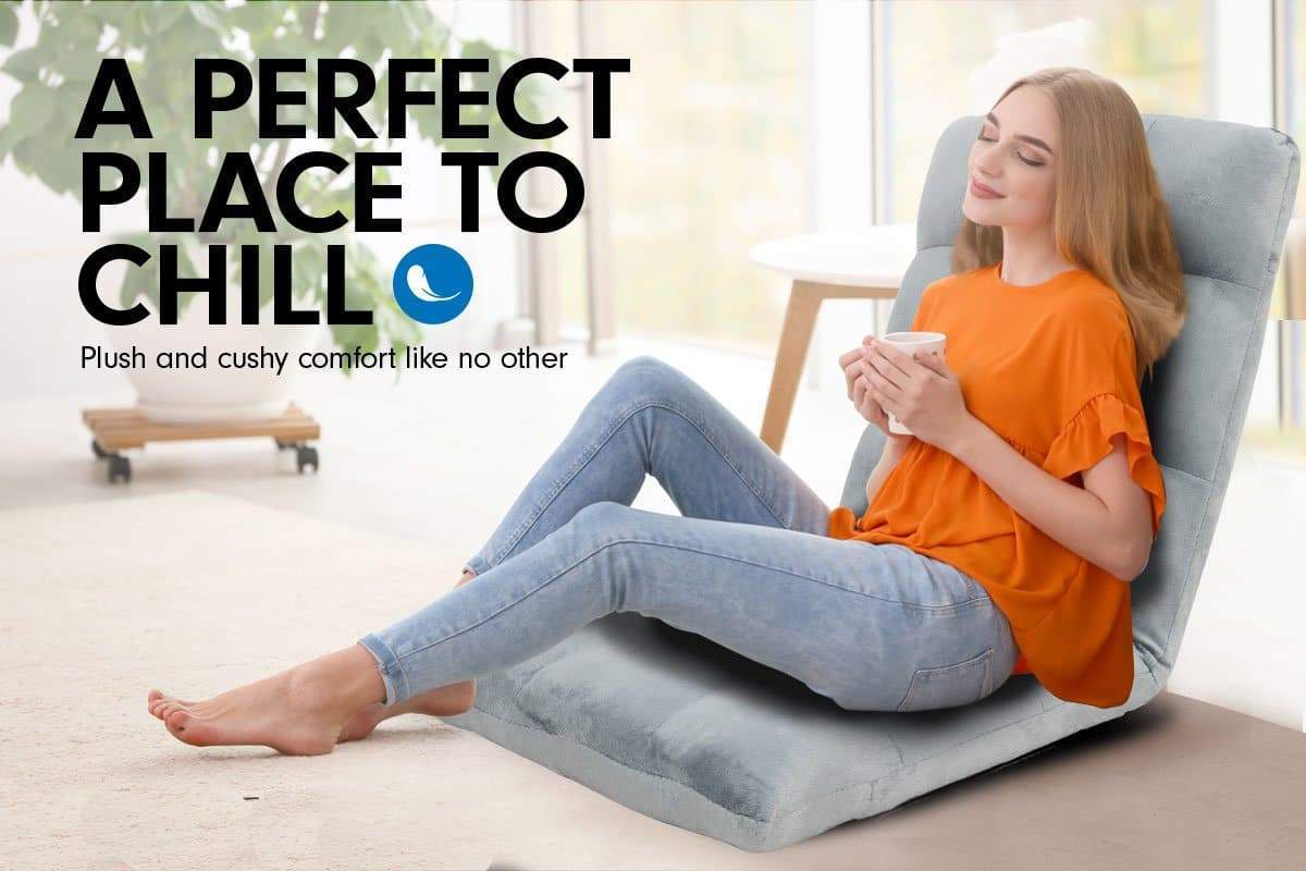 Adjustable Cushioned Floor Gaming Lounge Chair 99 x 41 x 12cm - Grey | Grey colour
