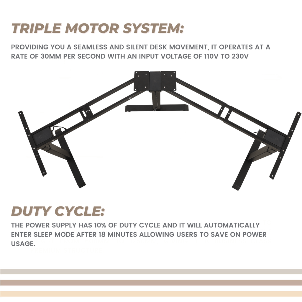 Adjustable Desk Riser Frame - Three Leg Stand (Black)EK-DRF-103-DR