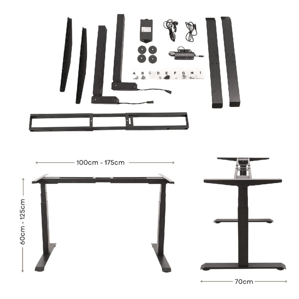 Adjustable Desk Riser Frame - Two Leg Stand (Black) EK-DRF-100-NT