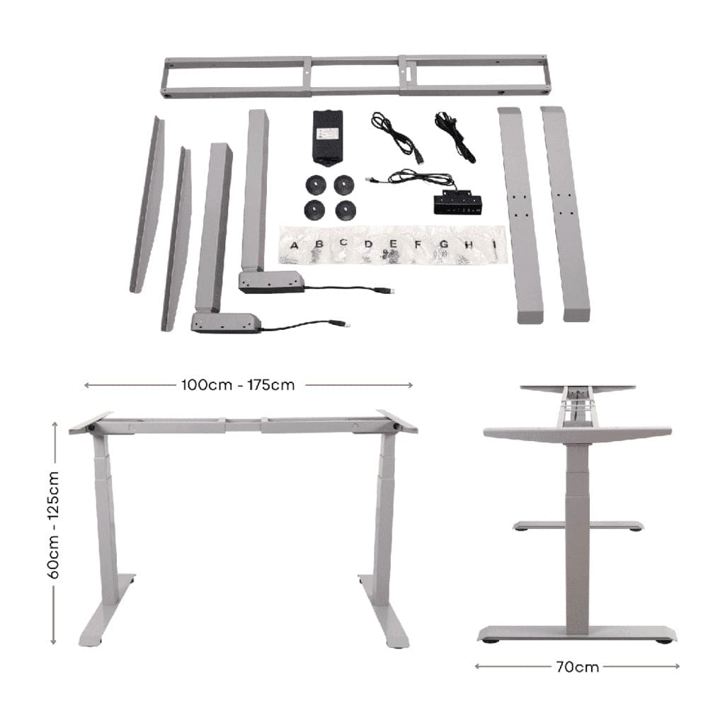 Adjustable Desk Riser Frame - Two Leg Stand (Grey) EK-DRF-101-NT