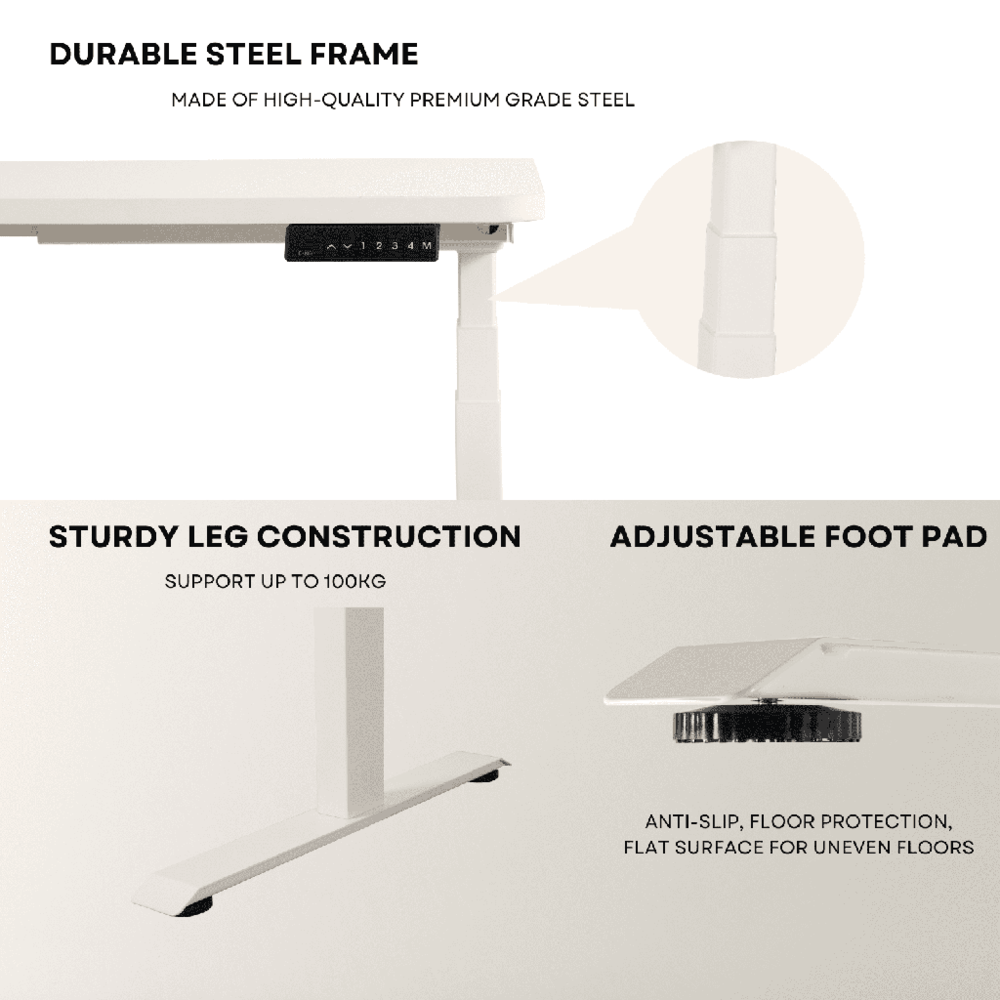 Adjustable Desk Riser Frame - Two Leg Stand (White) EK-DRF-102-DR