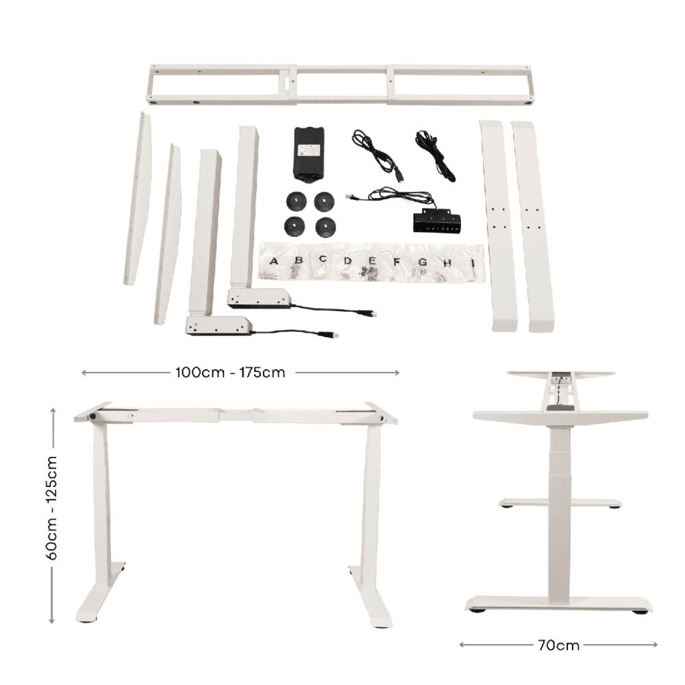 Adjustable Desk Riser Frame - Two Leg Stand (White) EK-DRF-102-DR