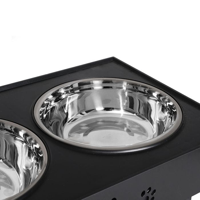 Adjustable Pet Feeder Food Water Double Bowl