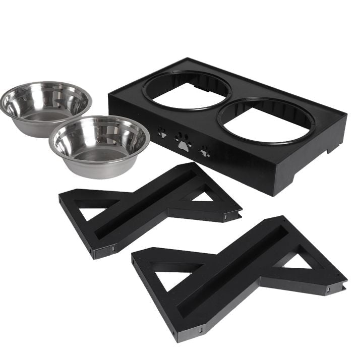 Adjustable Pet Feeder Food Water Double Bowl