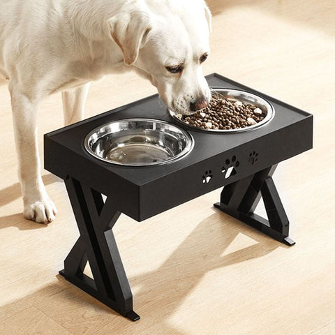 Adjustable Pet Feeder Food Water Double Bowl