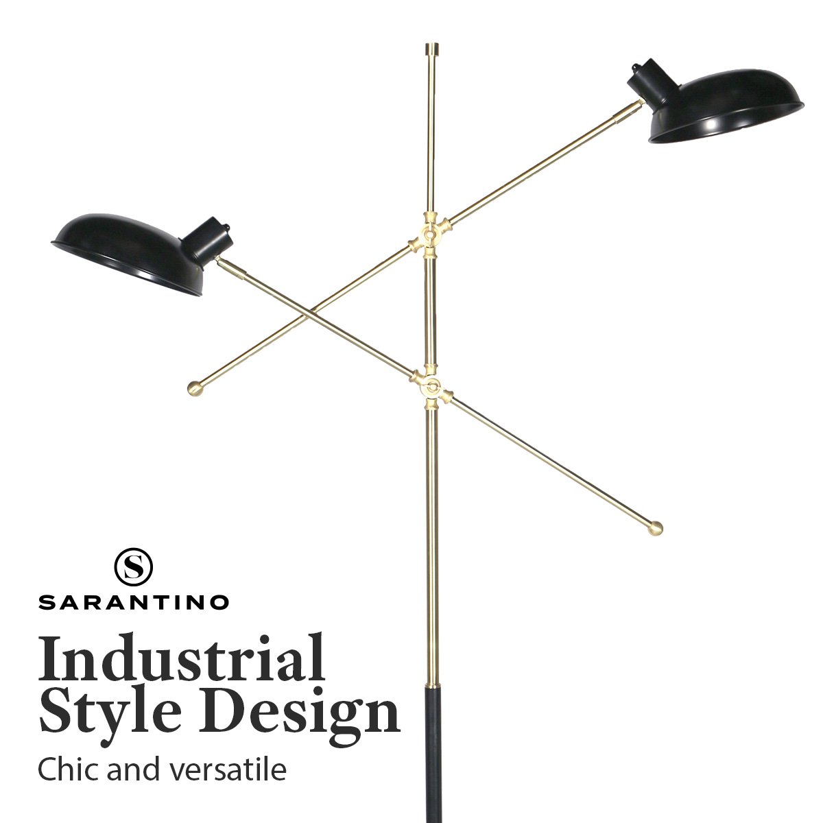 Adjustable Two Light Lamp Black and Gold Finish