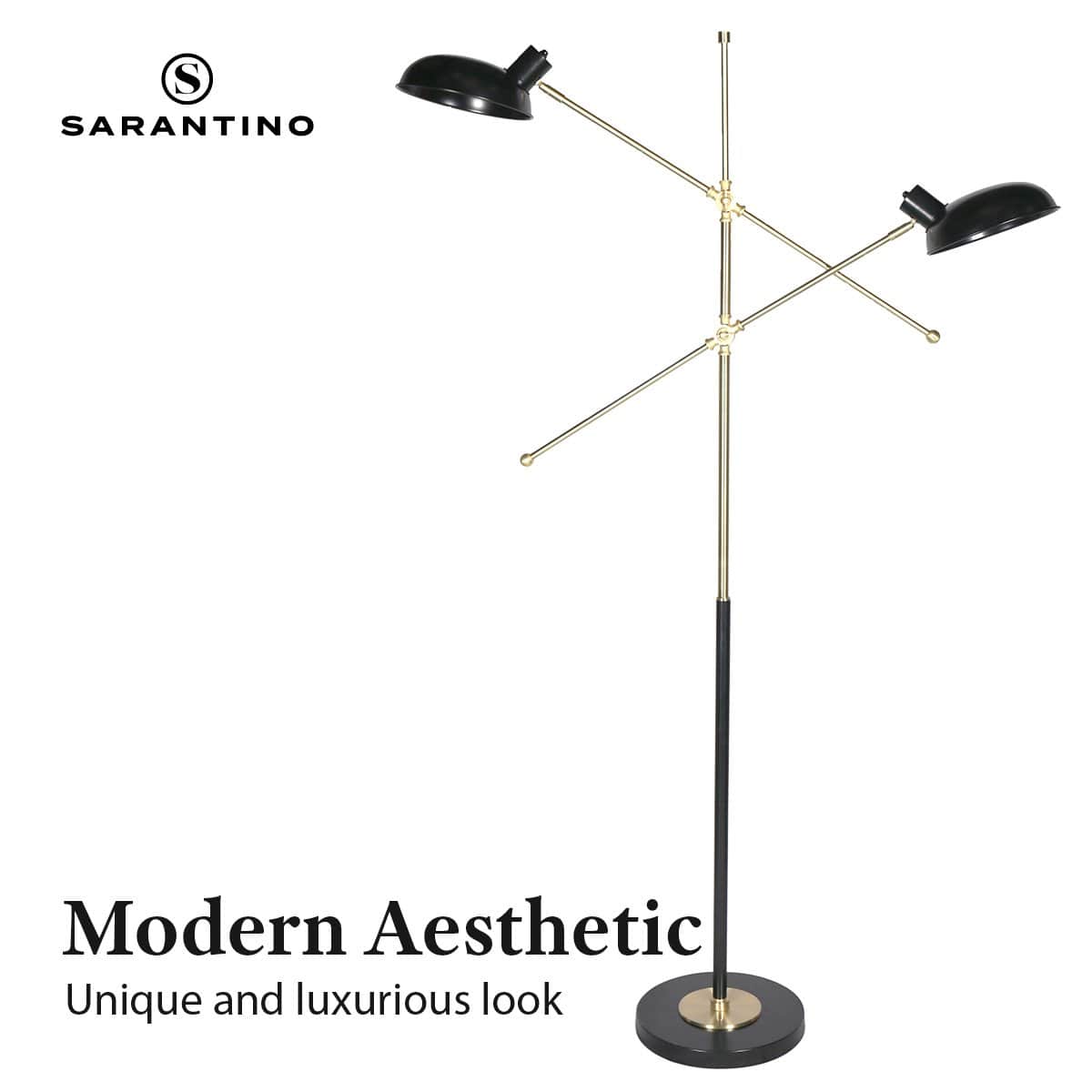 Adjustable Two Light Lamp Black and Gold Finish