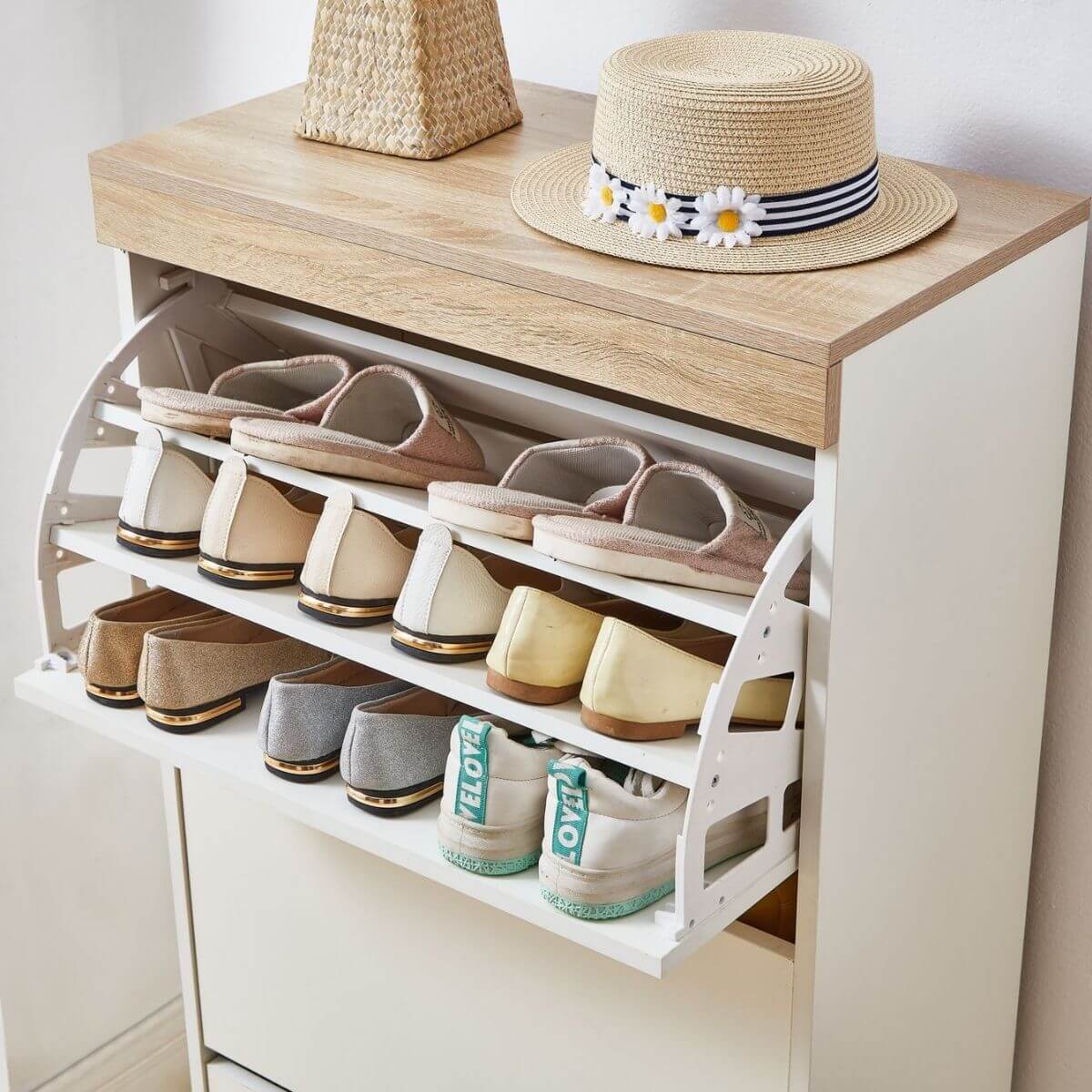 Furniture > Living Room Aiden Coastal White Oak Small Shoe Cabinet