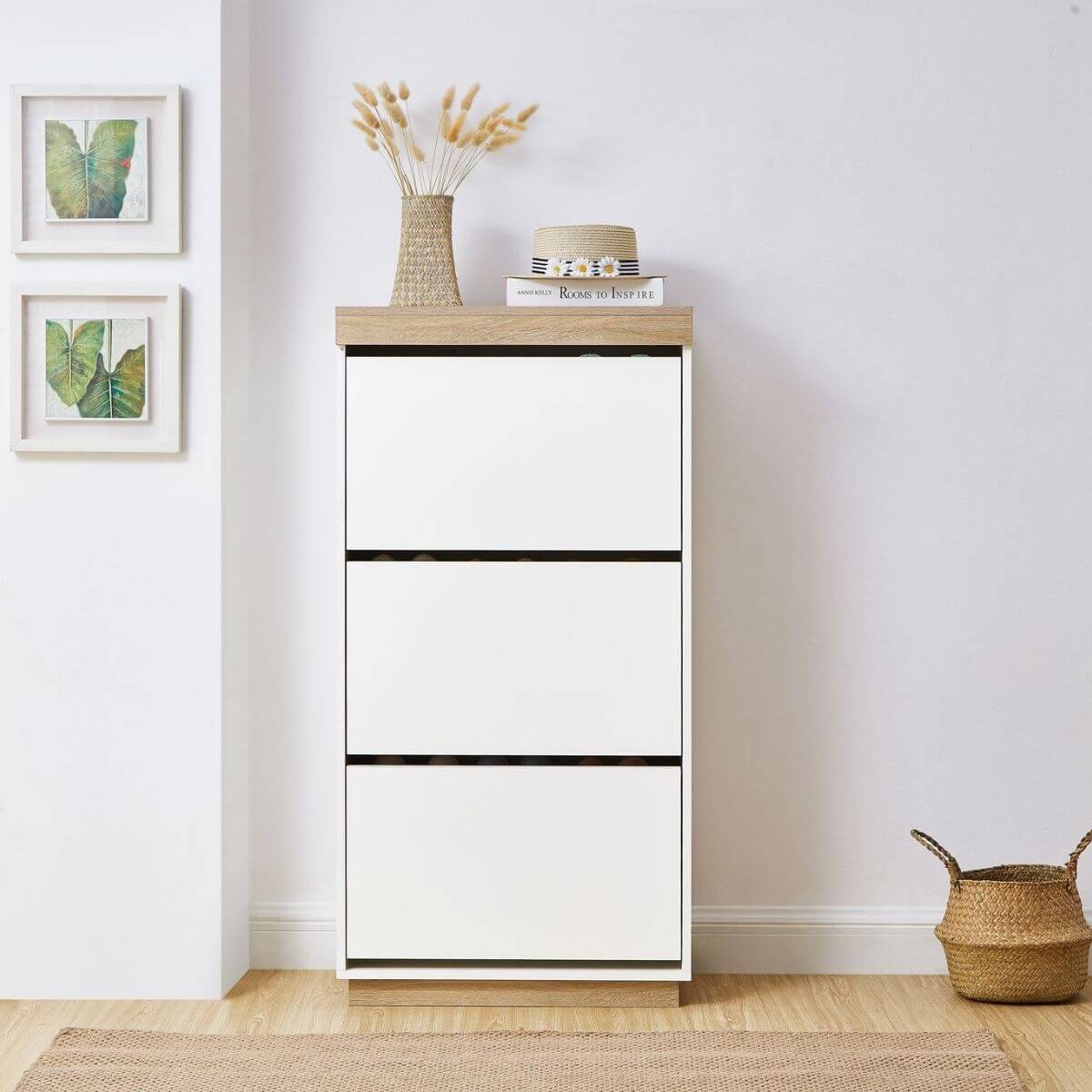 Furniture > Living Room Aiden Coastal White Oak Small Shoe Cabinet