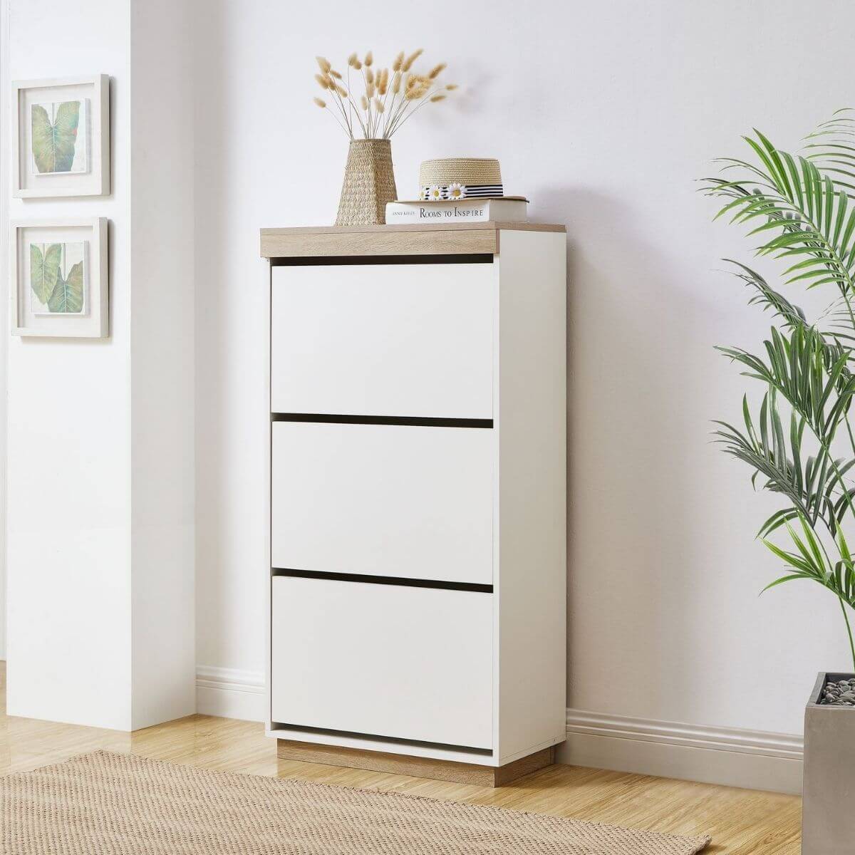 Furniture > Living Room Aiden Coastal White Oak Small Shoe Cabinet