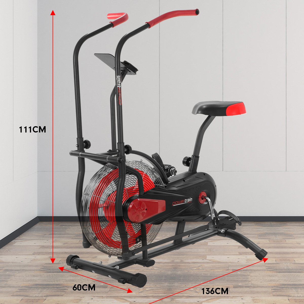 cardio Air Resistance Fan Exercise Bike for Cardio - Red
