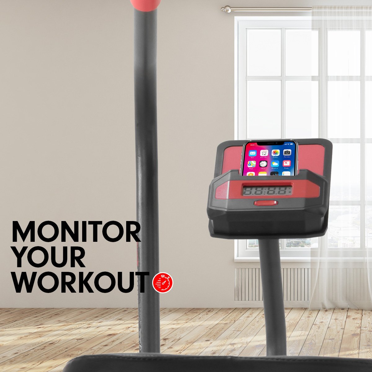 cardio Air Resistance Fan Exercise Bike for Cardio - Red