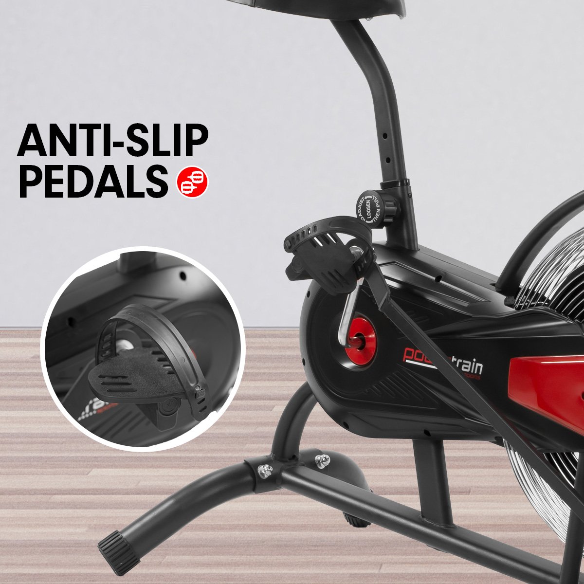 cardio Air Resistance Fan Exercise Bike for Cardio - Red