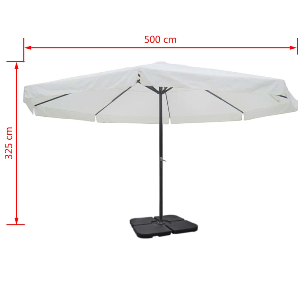 Aluminium Umbrella with Portable Base White