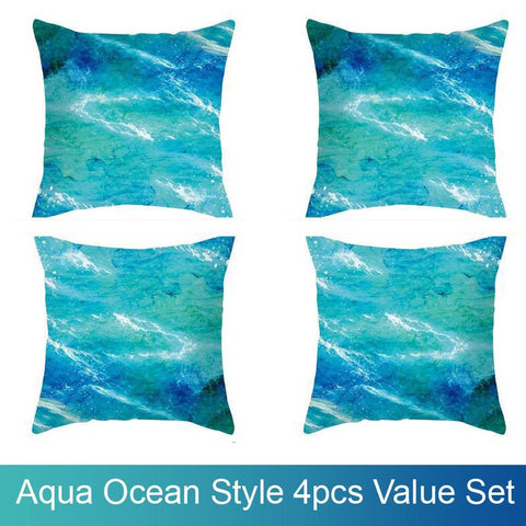Home & Garden > Others Aqua Ocean Style Cushion Covers 4pcs Pack