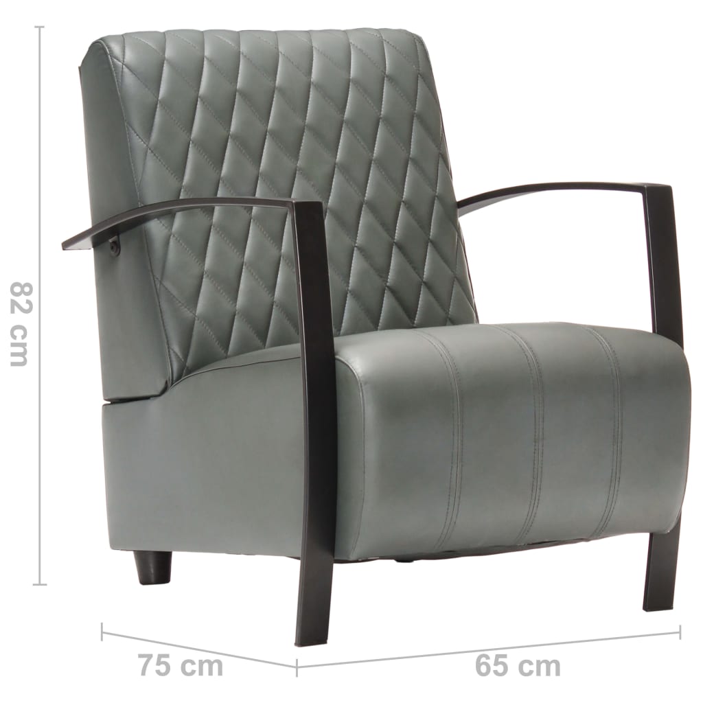 Armchair Grey Real Leather