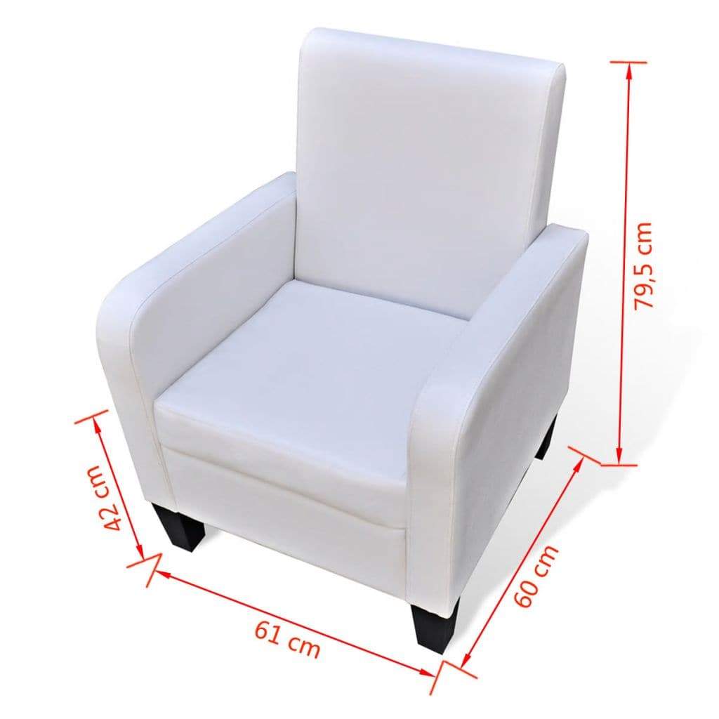 vidaxl50- Armchair White Faux Leather