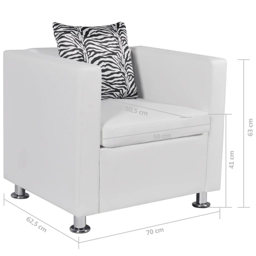Armchair White Leather
