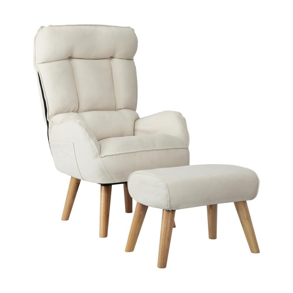 Armchair wit Stool, Home Lounge with 360� Swivel Seat and 145� Recline Beige