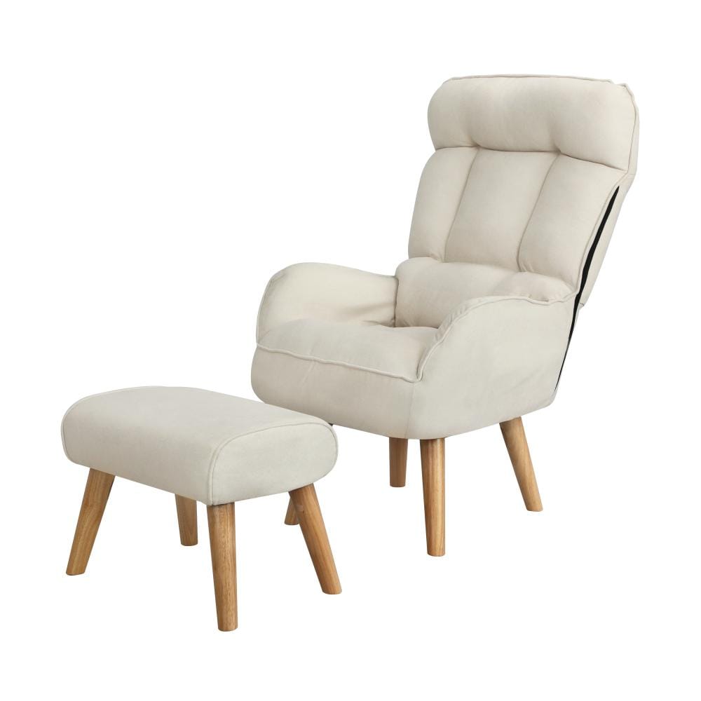 Armchair wit Stool, Home Lounge with 360� Swivel Seat and 145� Recline Beige