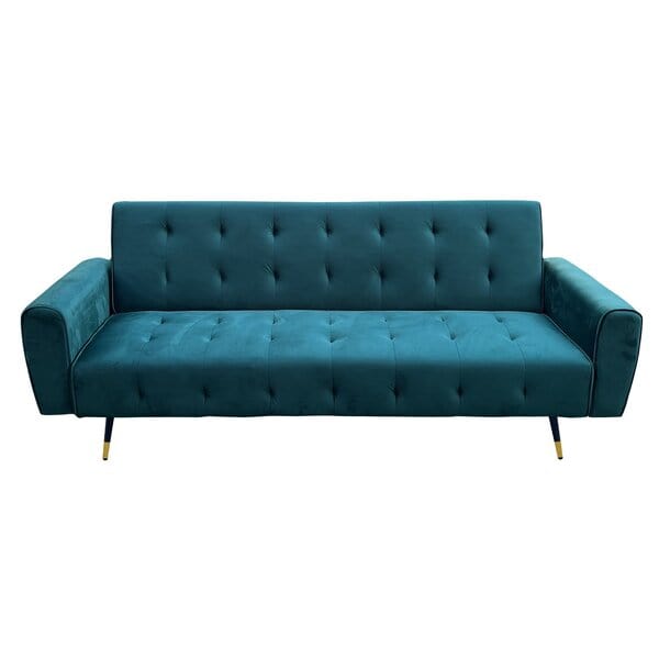 indoor furniture - Ava Tufted Velvet Sofa Bed by Sarantino - Green/Light Grey/Dark Grey/Blue
