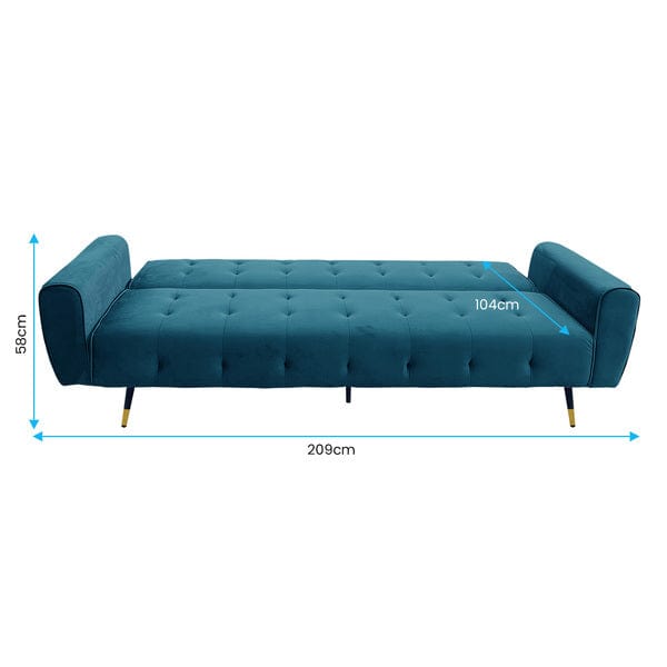 Ava Tufted Velvet Sofa Bed by Sarantino - Green/Light Grey/Dark Grey/Blue