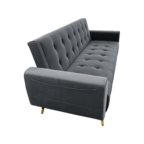 Ava Tufted Velvet Sofa Bed by Sarantino - Green/Light Grey/Dark Grey/Blue