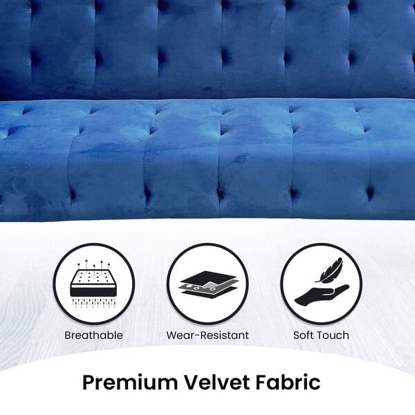 Ava Tufted Velvet Sofa Bed by Sarantino - Green/Light Grey/Dark Grey/Blue
