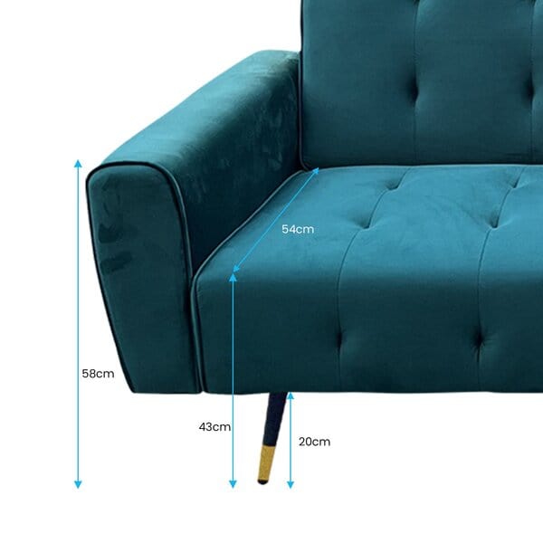 Ava Tufted Velvet Sofa Bed by Sarantino - Green/Light Grey/Dark Grey/Blue