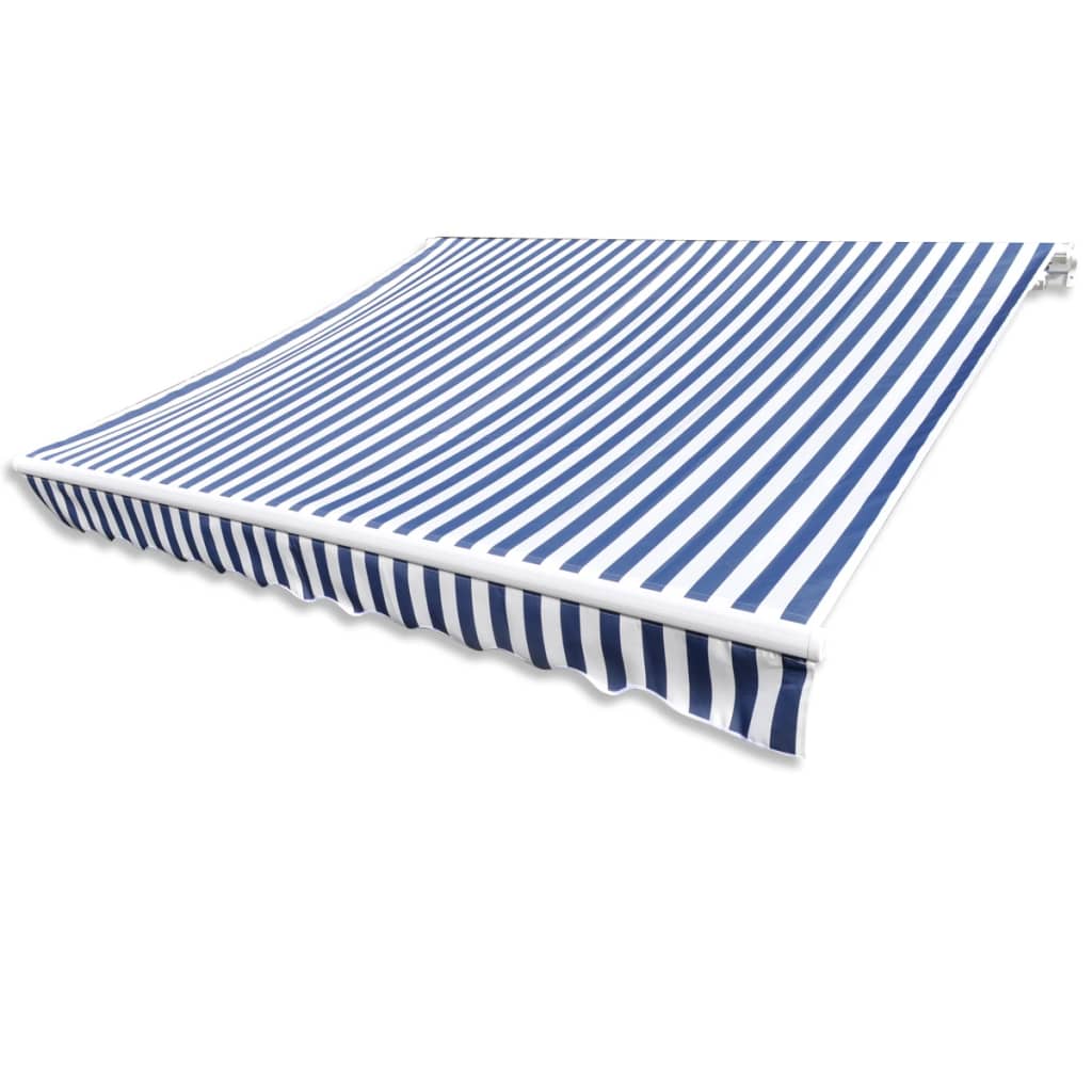 vidaxl20- Awning Top Sunshade Canvas Blue & White 3 x 2.5m