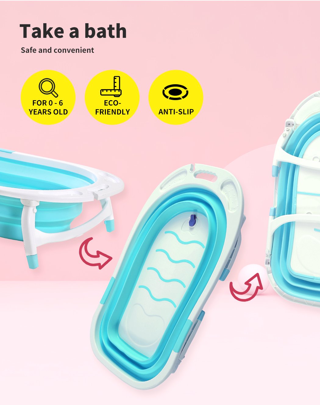 baby products Baby Bath Infant Foldable Tub Bathing Shower Gn
